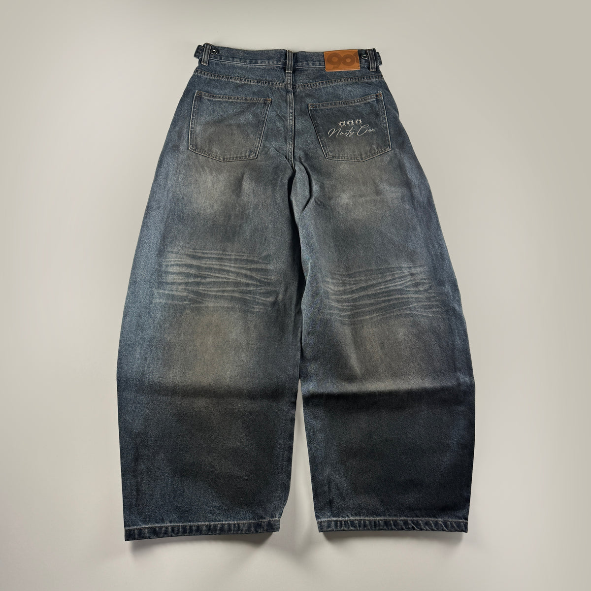 9090 Bullet Logo Denim Blue Balloon Pants (M)