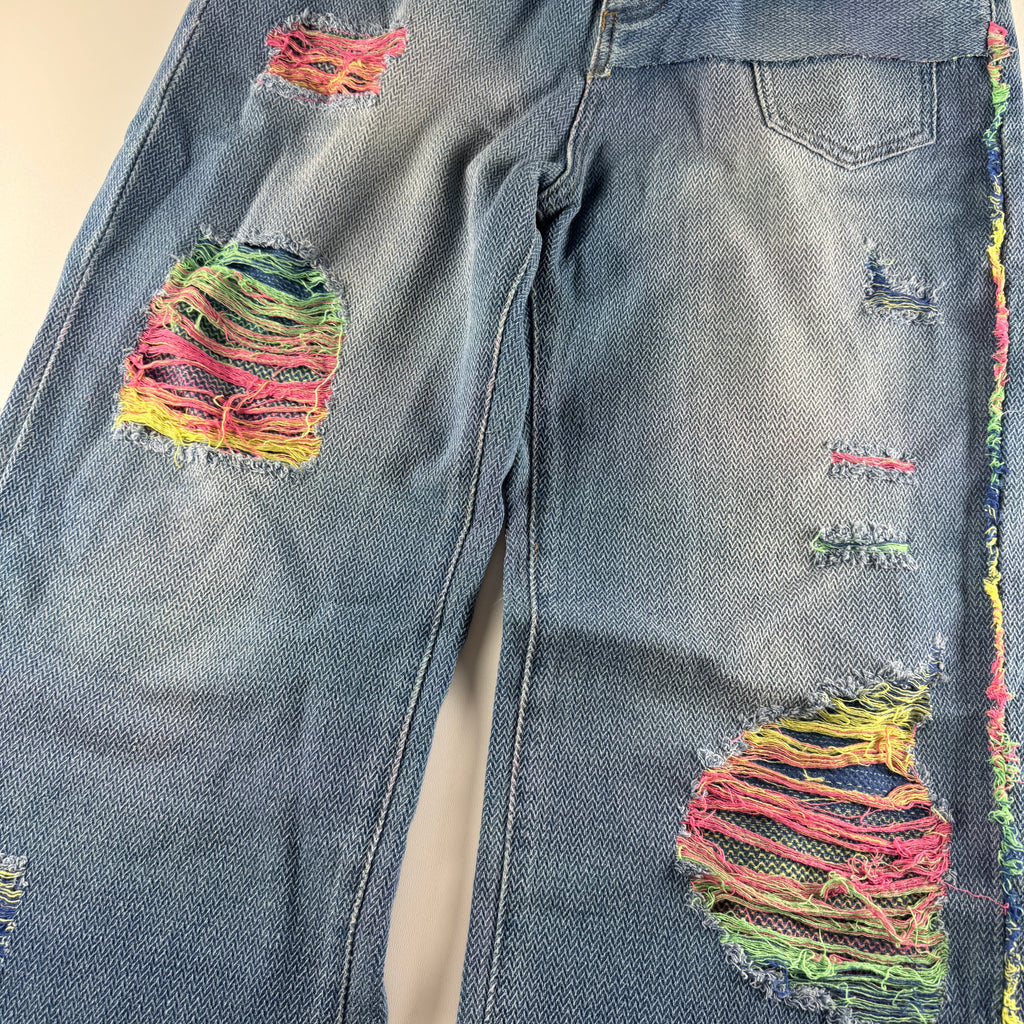 Wudge Boy Damaged Colorful Stitch Blue Pants (M)