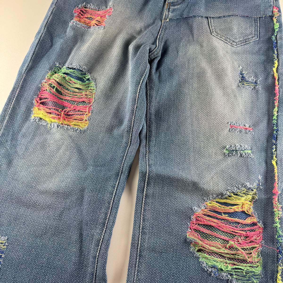 Wudge Boy Damaged Colorful Stitch Blue Pants (M)