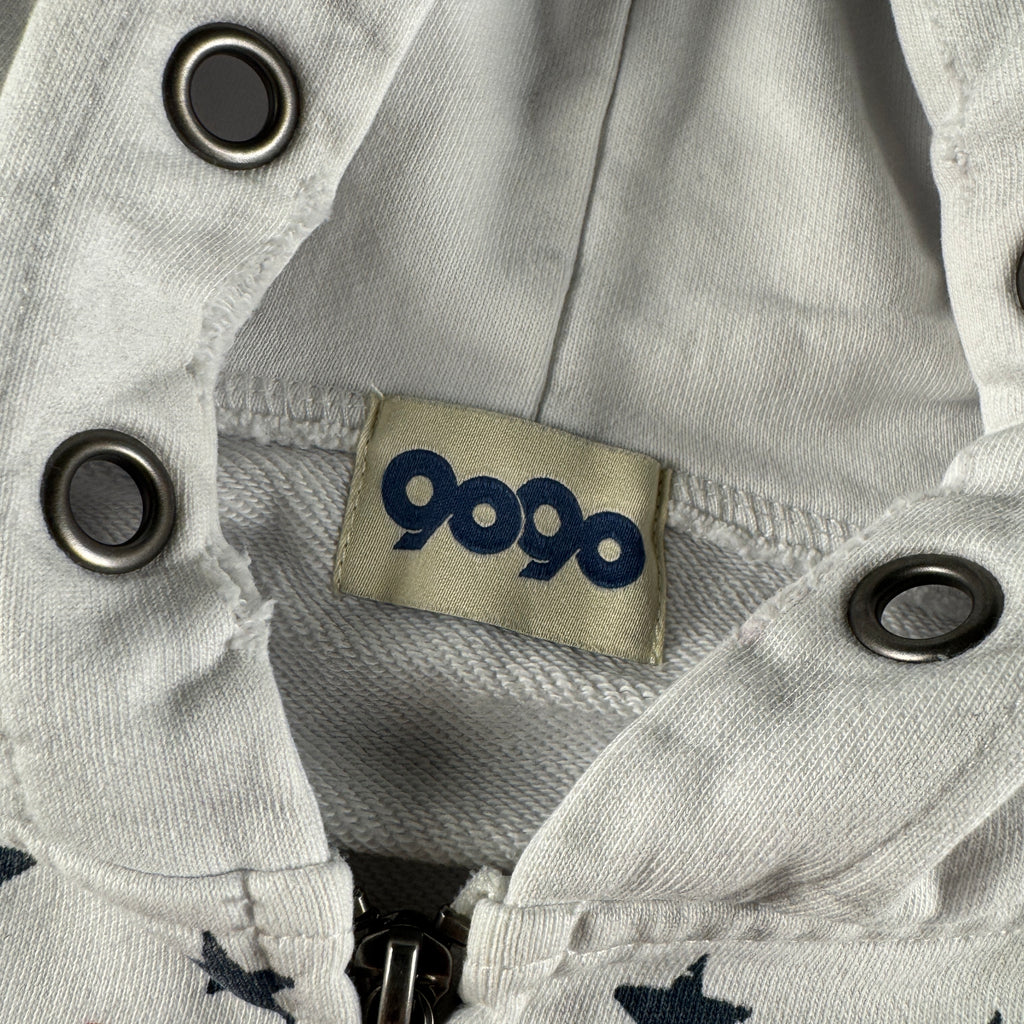 9090 Double Zip Distressed White Hoodie (L)