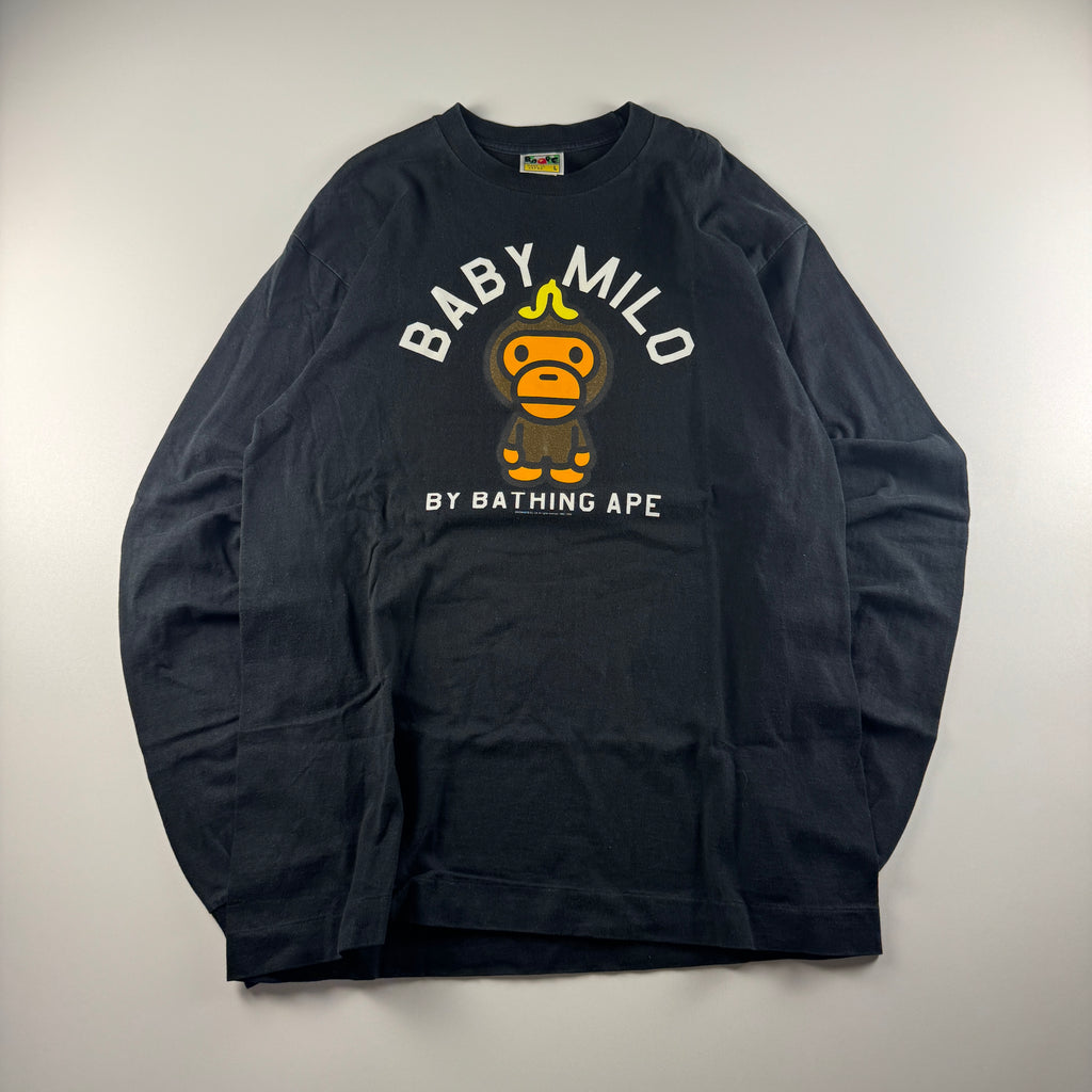 BAPE Baby Milo Black Long Sleeve Tee (L)