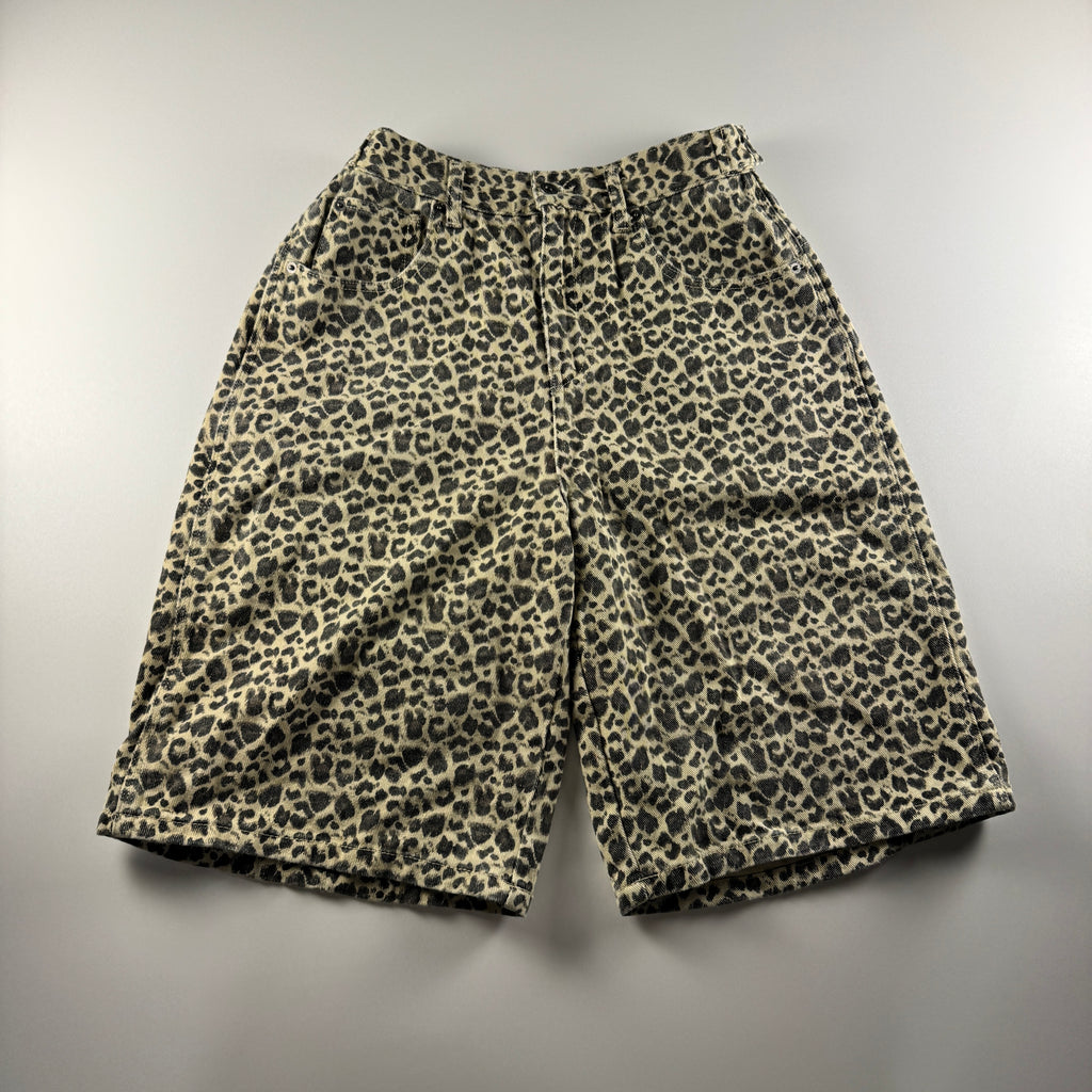 9090 Leopard Beige Wide Shorts (M)