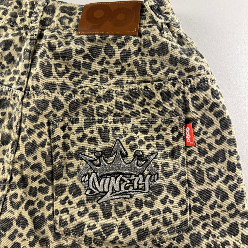 9090 Leopard Beige Wide Shorts (M)