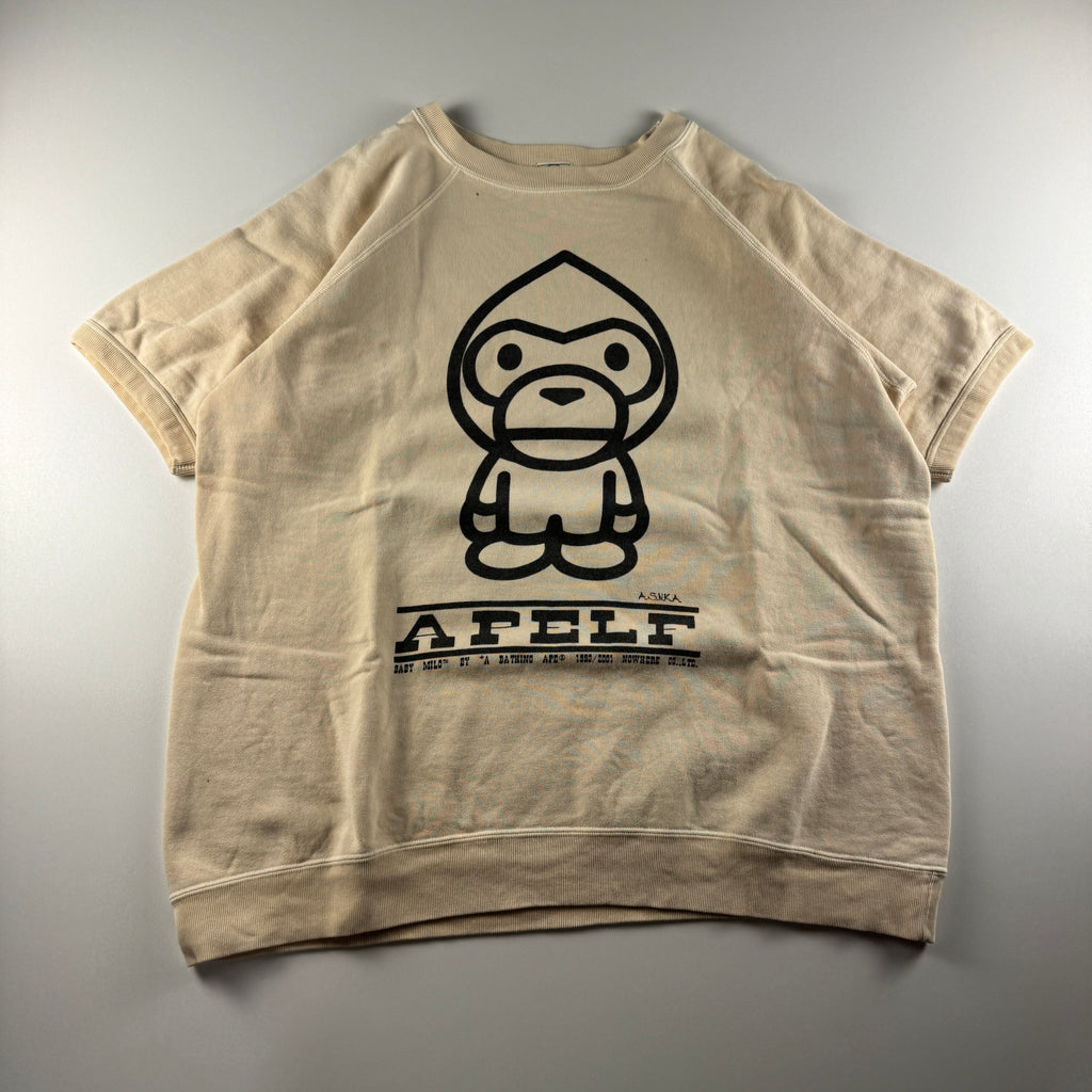 BAPE Baby Milo Afelf Beige Short Sleeve Sweater (M)
