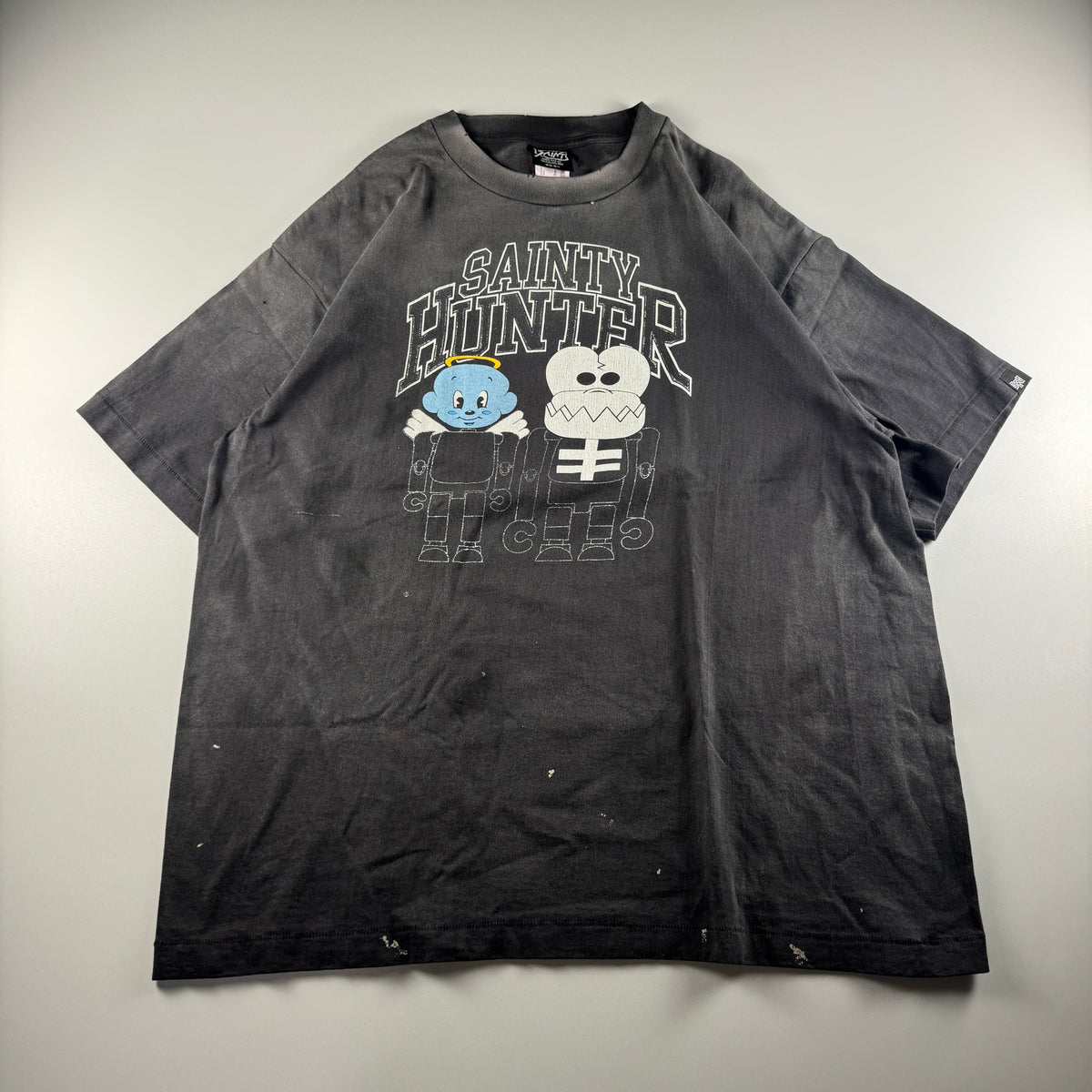 Saint-Michael x Bounty Hunter "Sainty Hunter" Black Distressed Tee (XL)