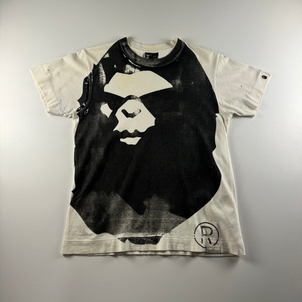 BAPE Big Head Mad Face Hand Printed White Tee (S)