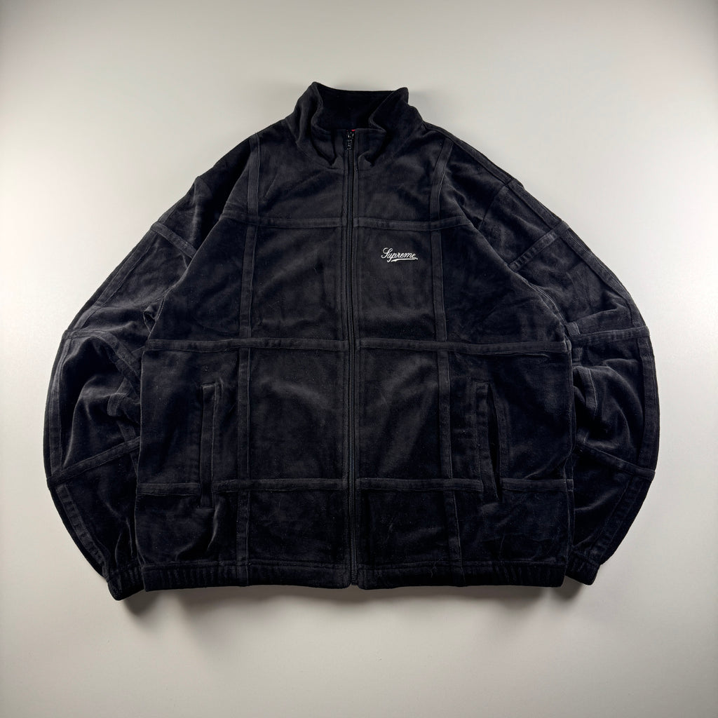 Supreme Grid Taping Velour Zip Black Jacket (M)