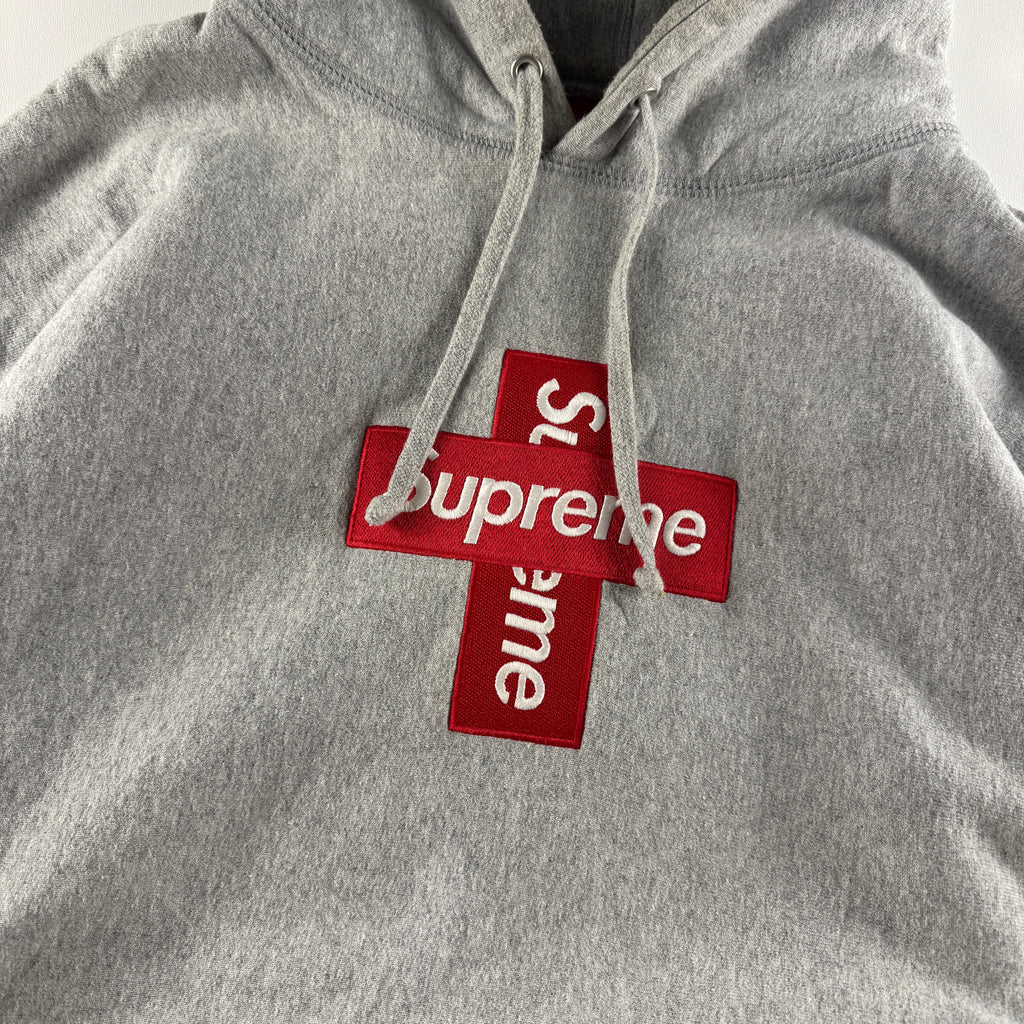 Supreme Cross Box Logo Grey Hoodie (M)