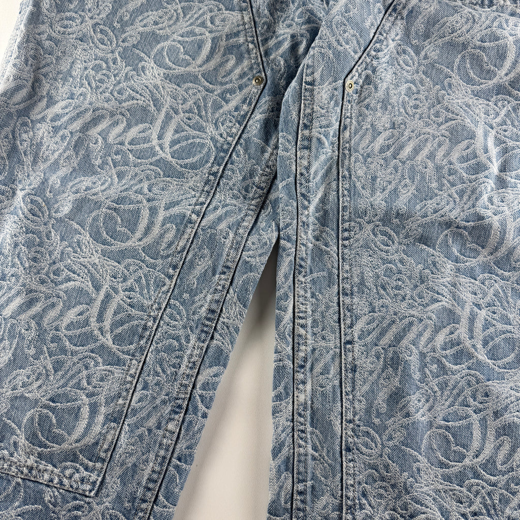 Supreme Script Jacquard Double Knee Blue Pants (30)