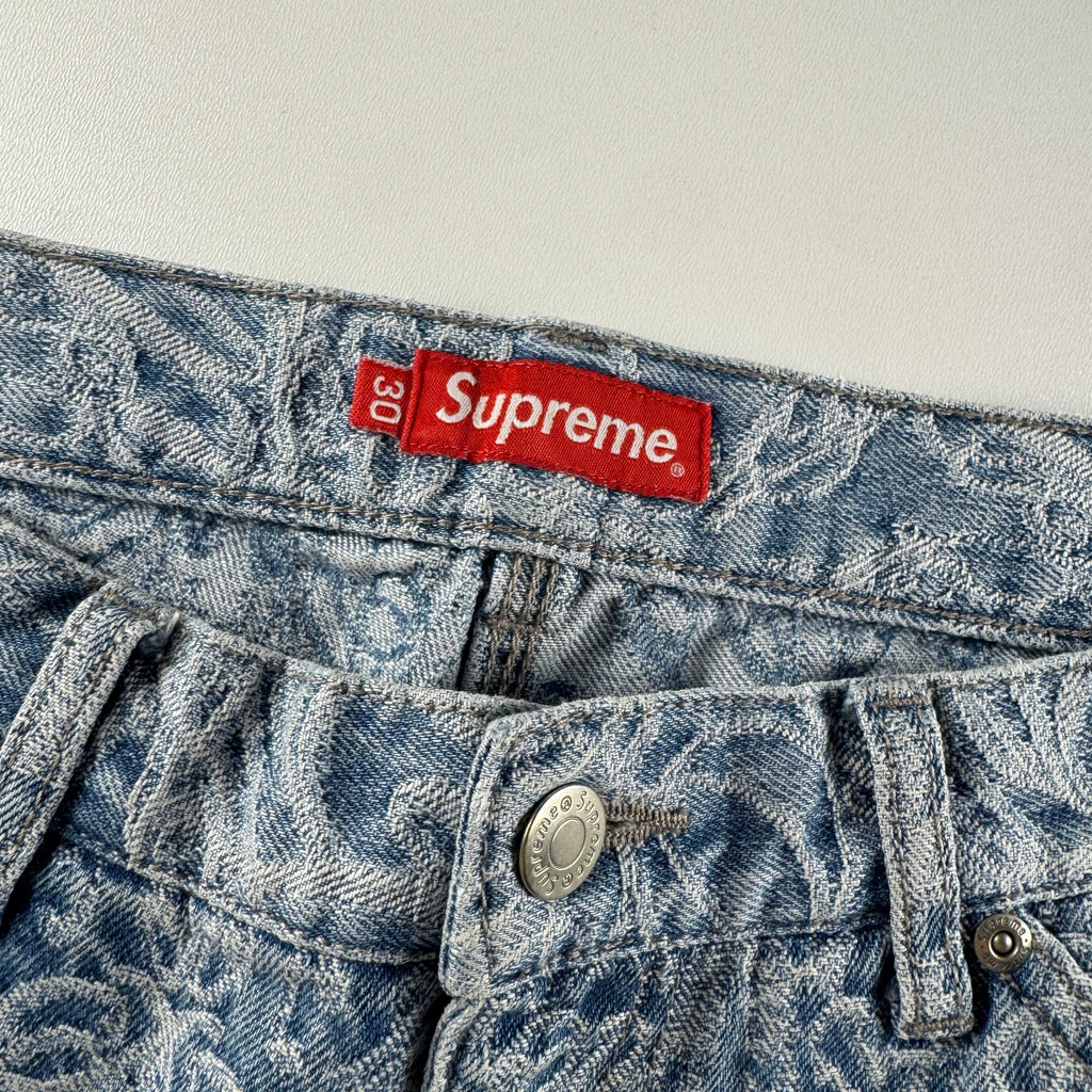 Supreme Script Jacquard Double Knee Blue Pants (30)