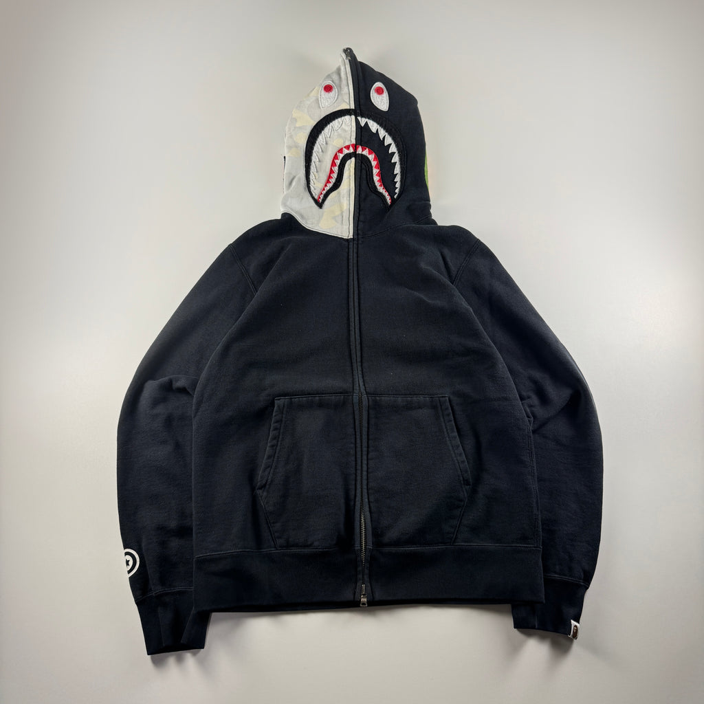 BAPE Camo Black Shark Zip Hoodie (L)