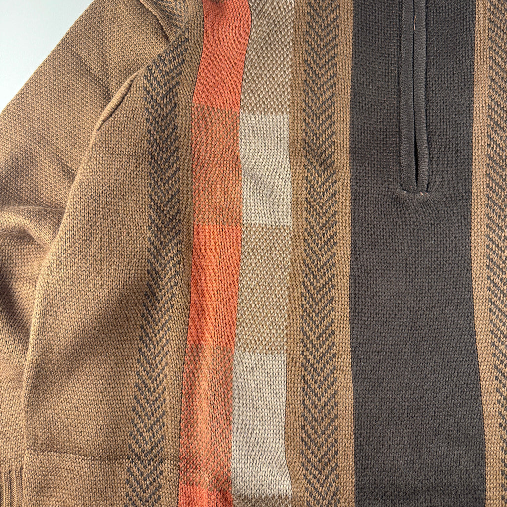 Wudge Boy Brown Check Half Zip Knit Sweater (L)