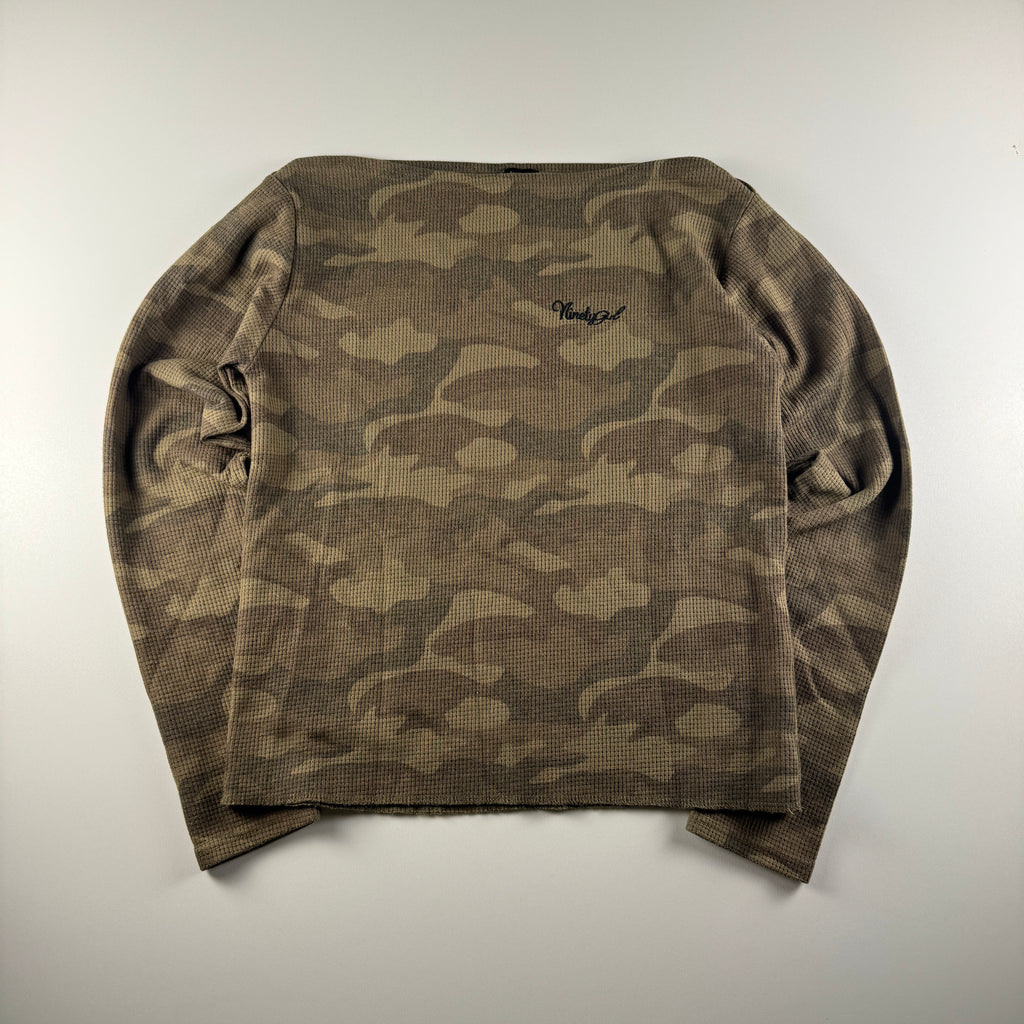 9090 Girl Camo Waffle Long Sleeve Top (One Size)