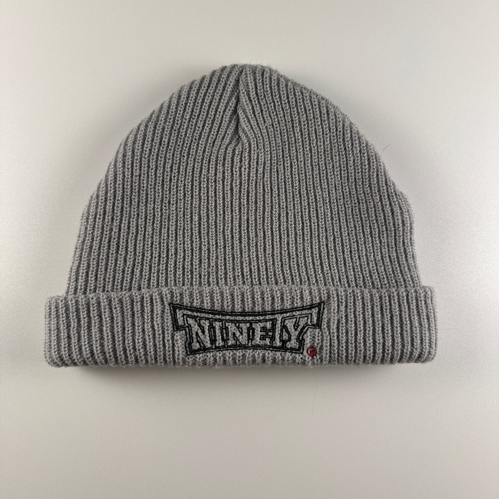 9090 Logo Embroidered Beanie Grey
