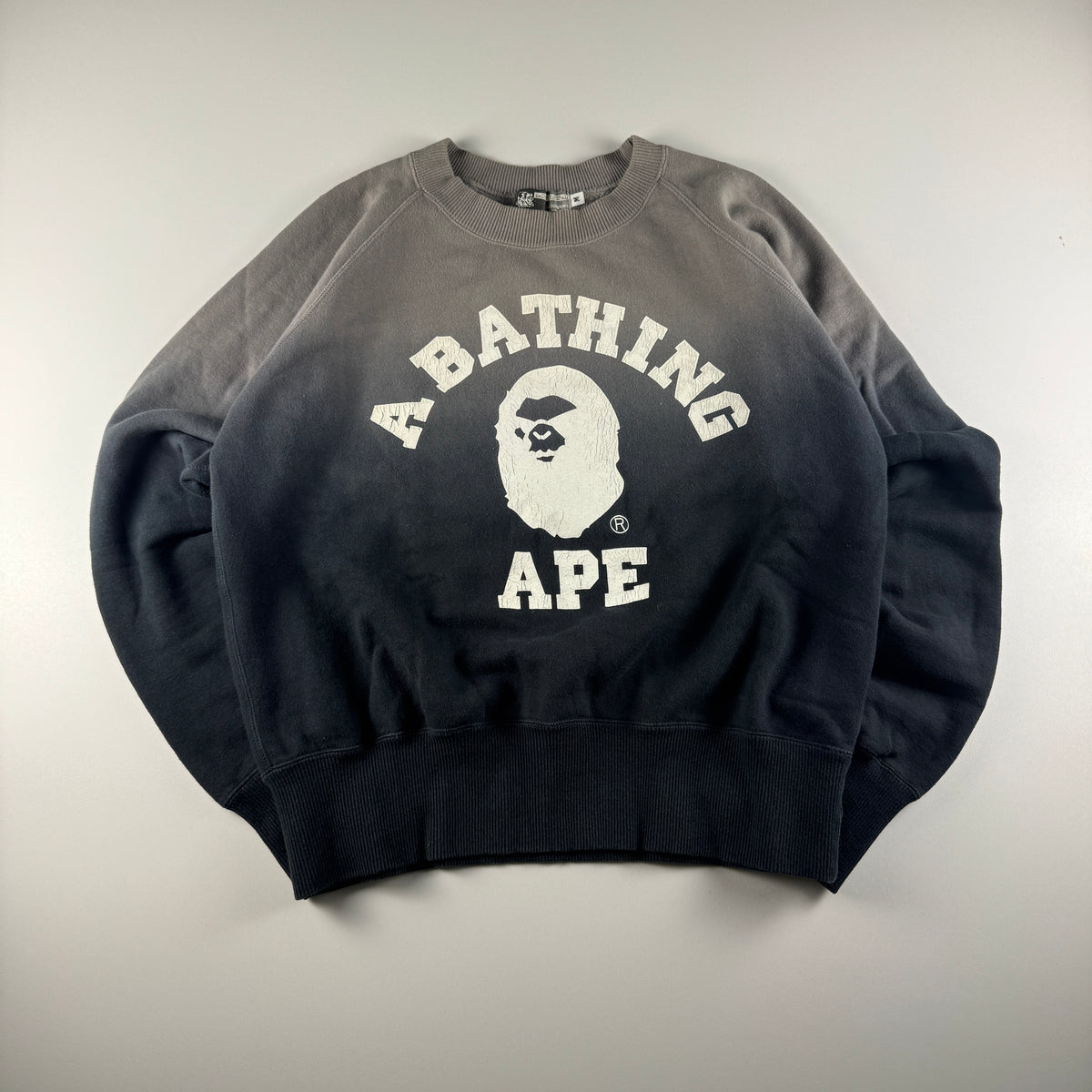 BAPE College Print Grey Gradient Sweater (M)