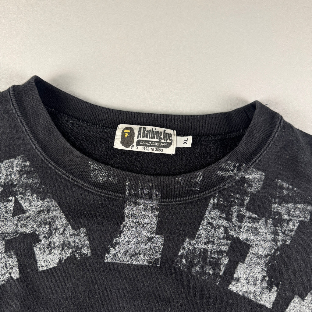 BAPE Big College All Over Print Black Sweater (XL)