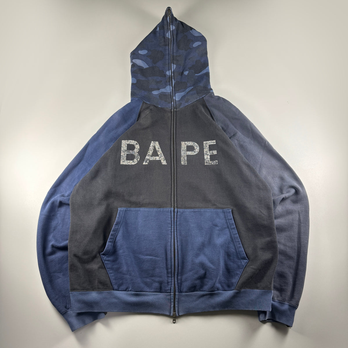BAPE Two-Tone Camo Full Zip Blue Hoodie (XL)