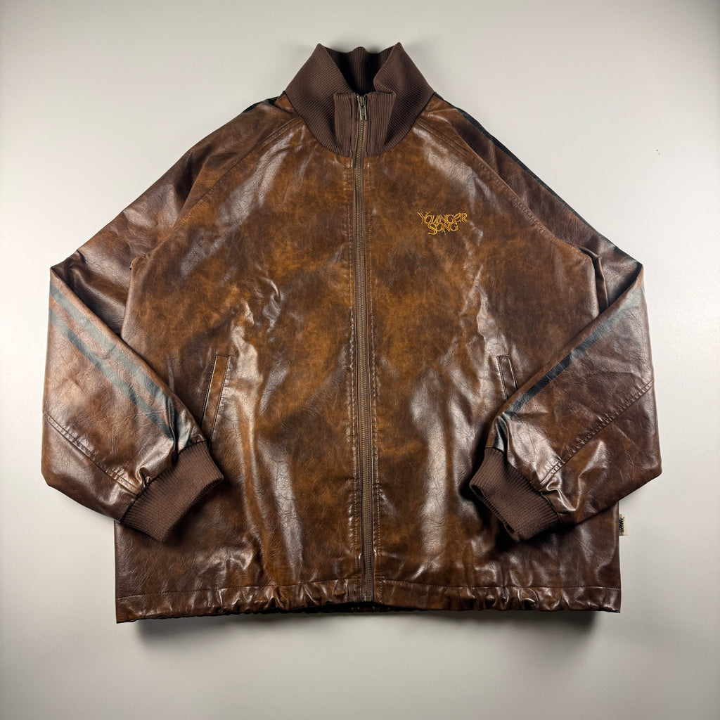 Younger Song Brown Fake Leather Track Jacket (L)
