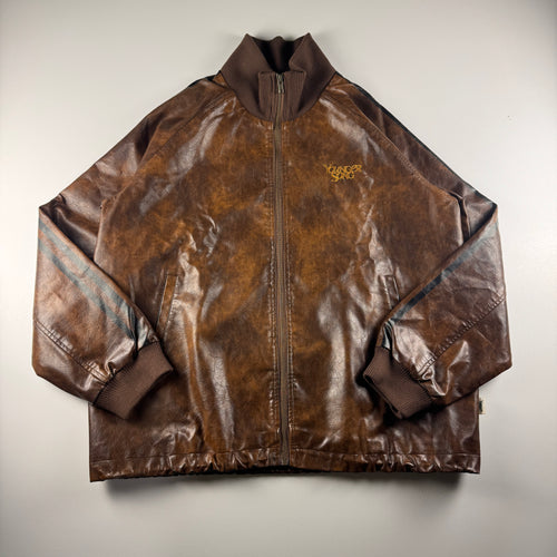 Younger Song Brown Fake Leather Track Jacket (L)