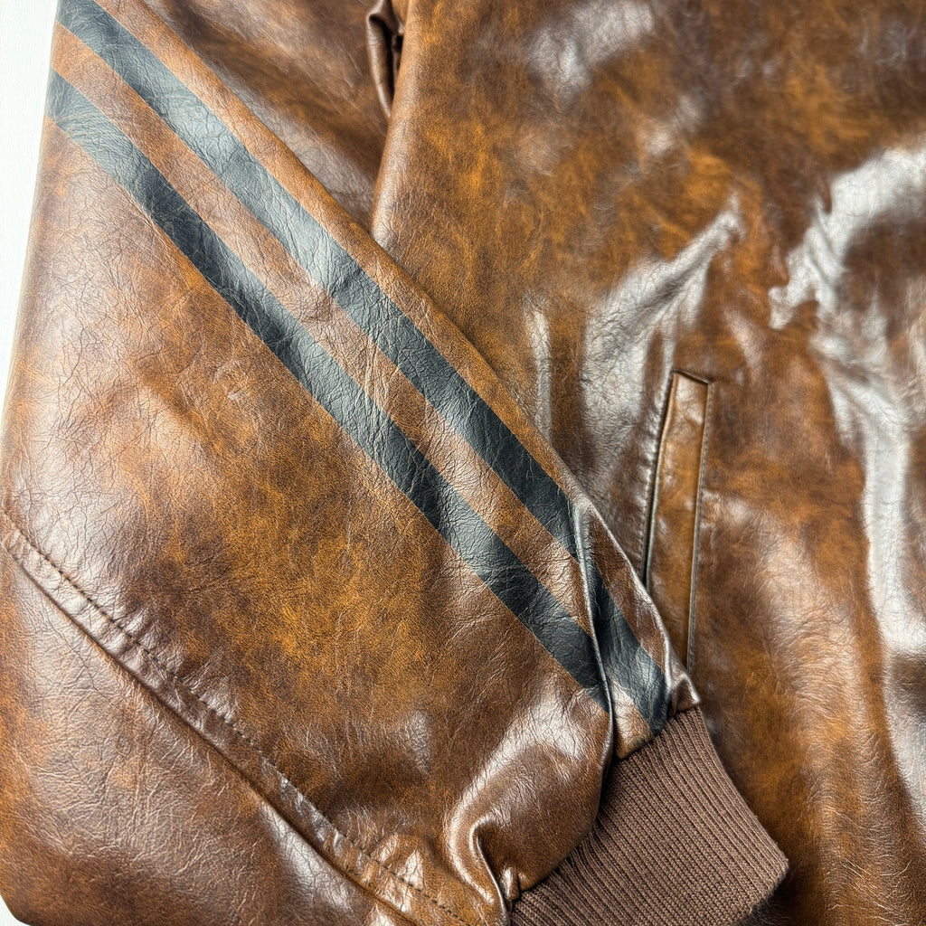 Younger Song Brown Fake Leather Track Jacket (L)