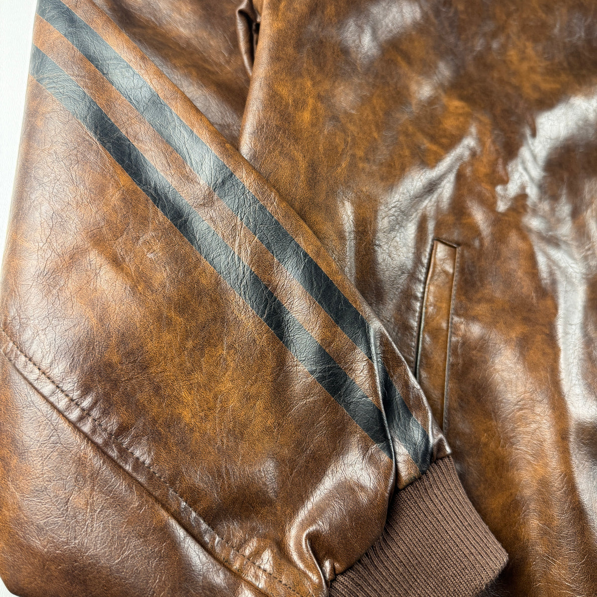 Younger Song Brown Fake Leather Track Jacket (L)