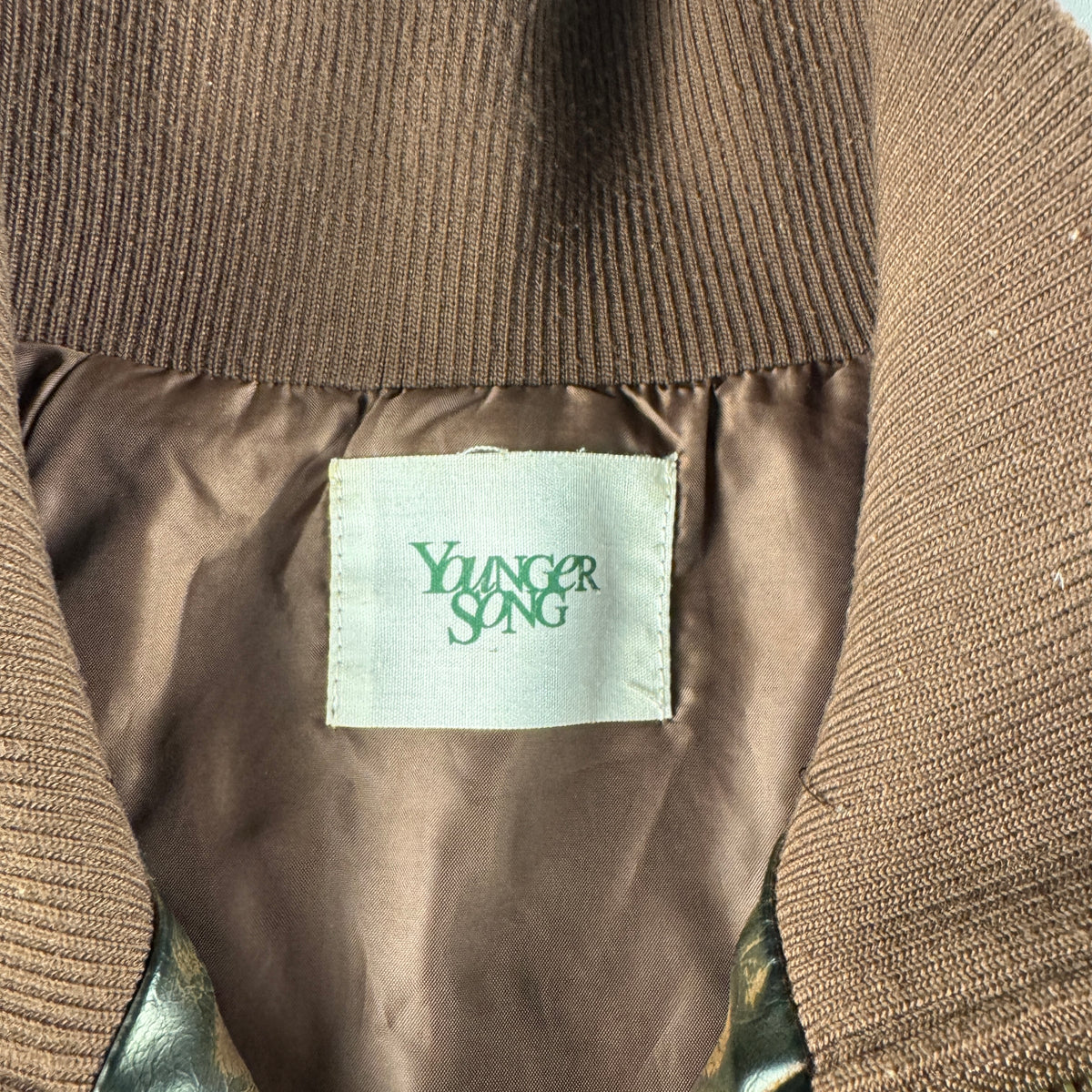 Younger Song Brown Fake Leather Track Jacket (L)