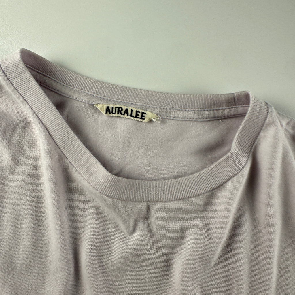 Auralee Seamless Crew Neck Pale Pink Tee (M)