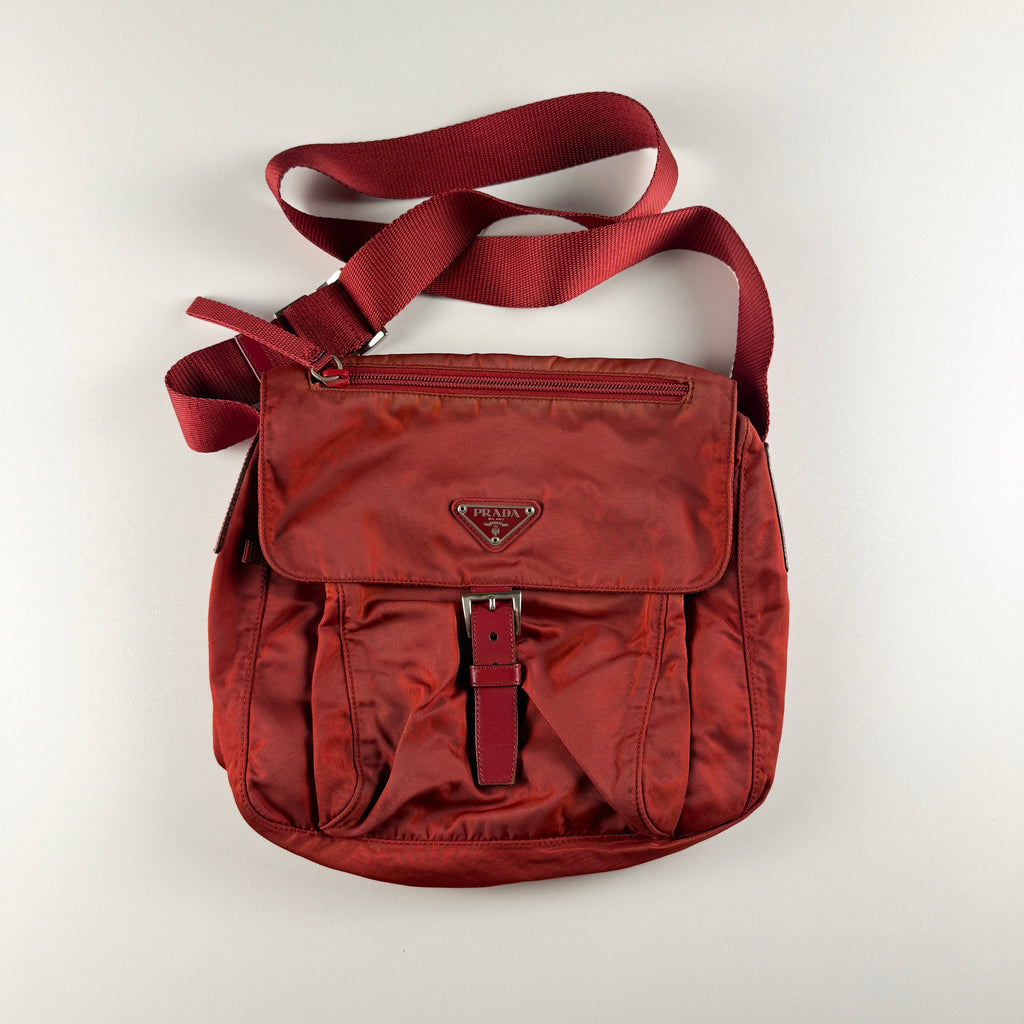 Prada Tessuto Nylon Red Shoulder Bag