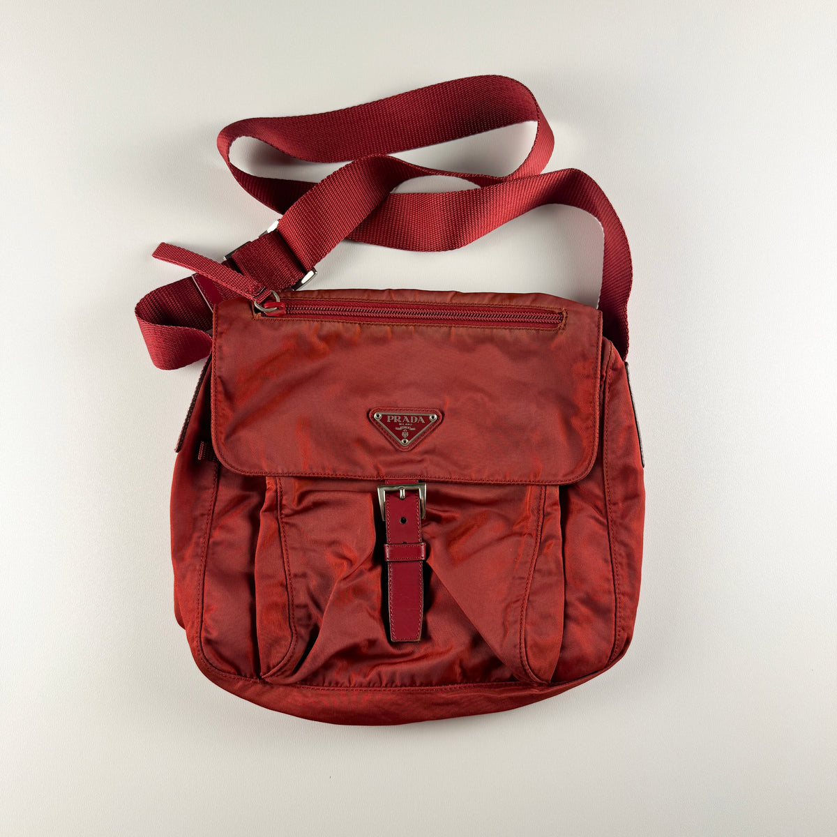 Prada Tessuto Nylon Red Shoulder Bag