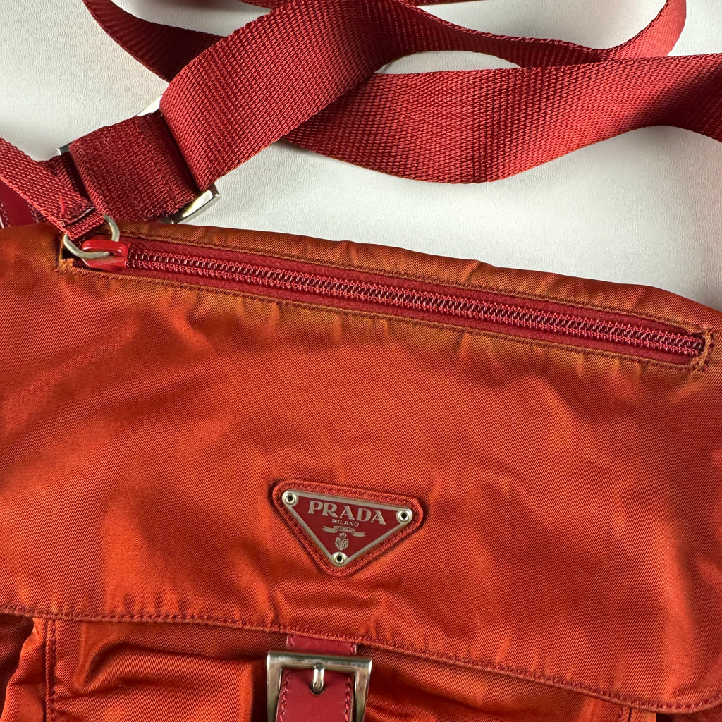 Prada Tessuto Nylon Red Shoulder Bag