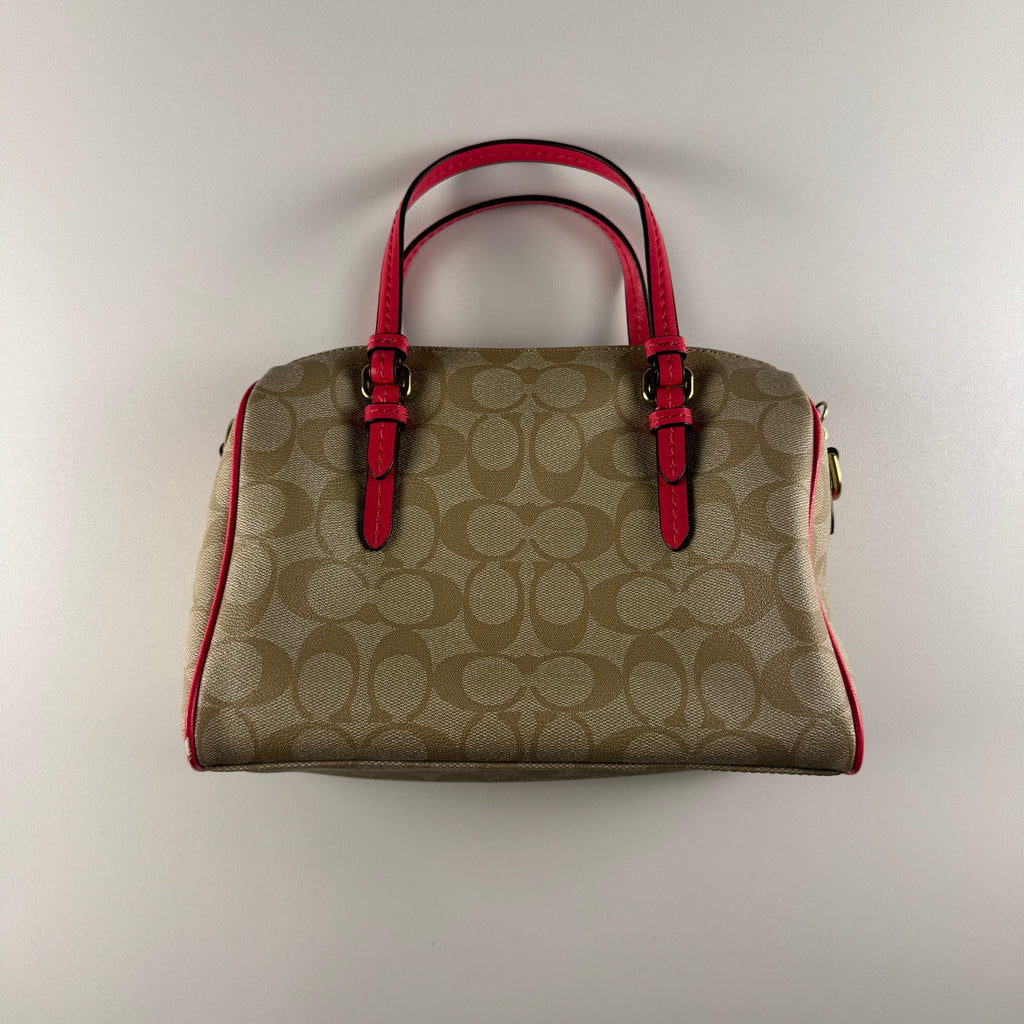 Coach Two Way Satchel Mini Boston Bag Signature Pink
