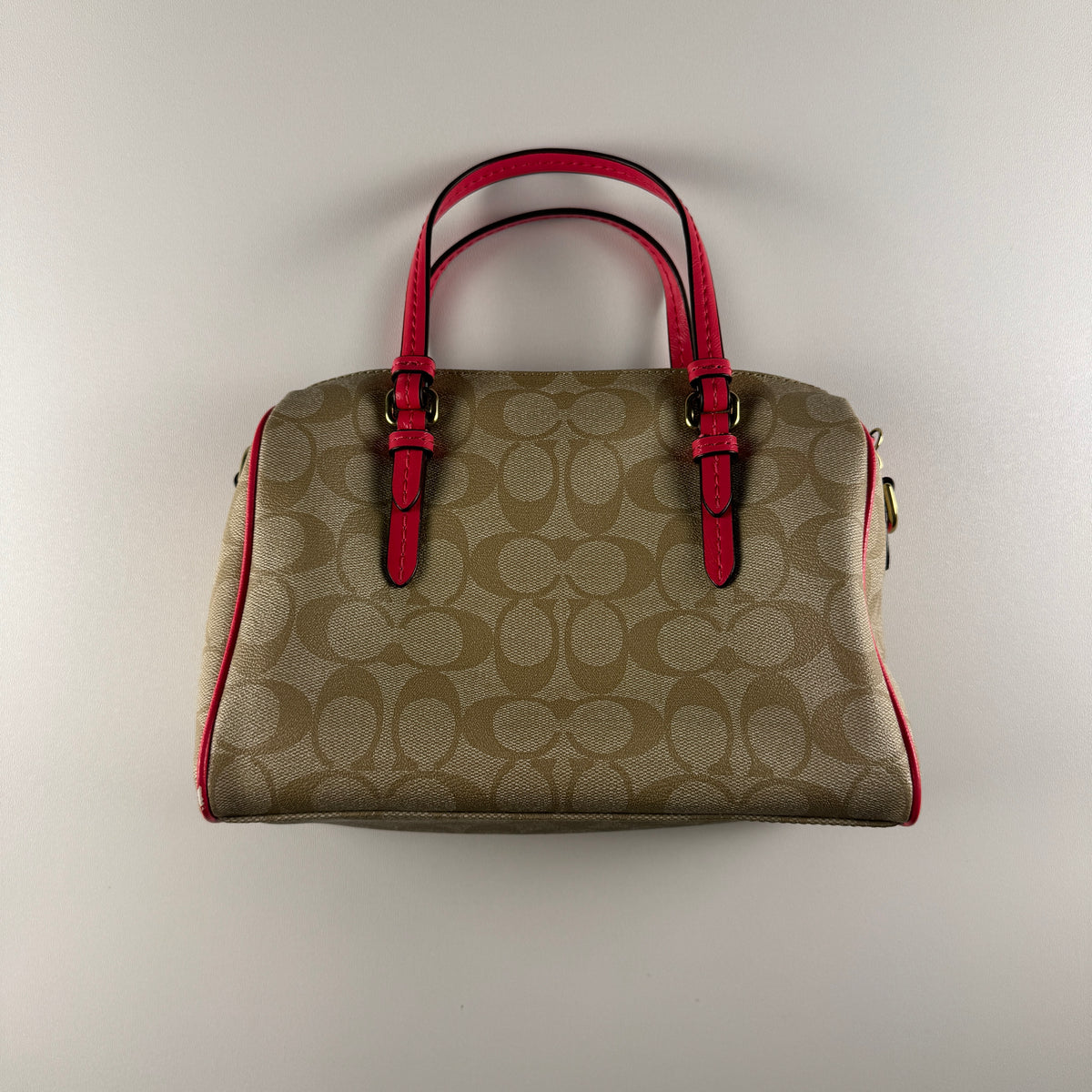 Coach Two Way Satchel Mini Boston Bag Signature Pink