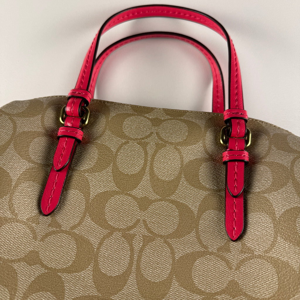Coach Two Way Satchel Mini Boston Bag Signature Pink
