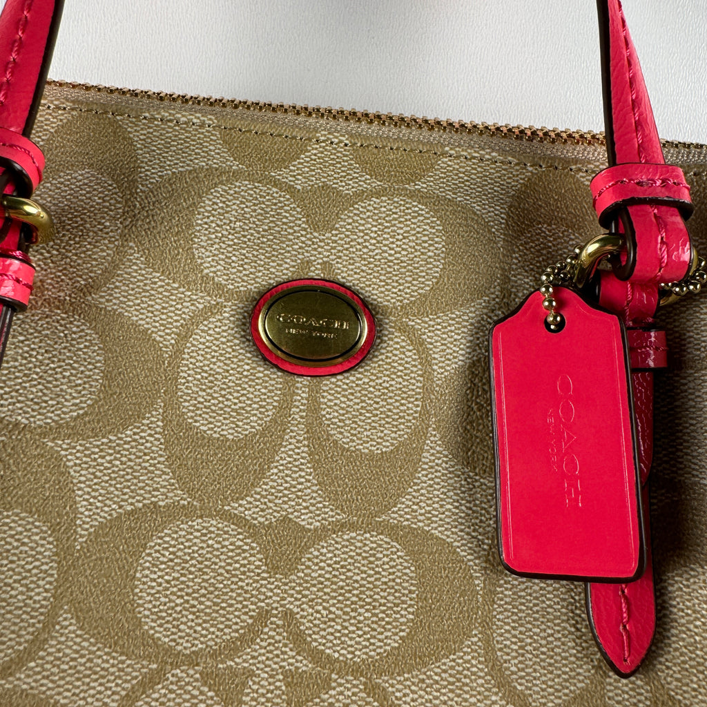 Coach Two Way Satchel Mini Boston Bag Signature Pink