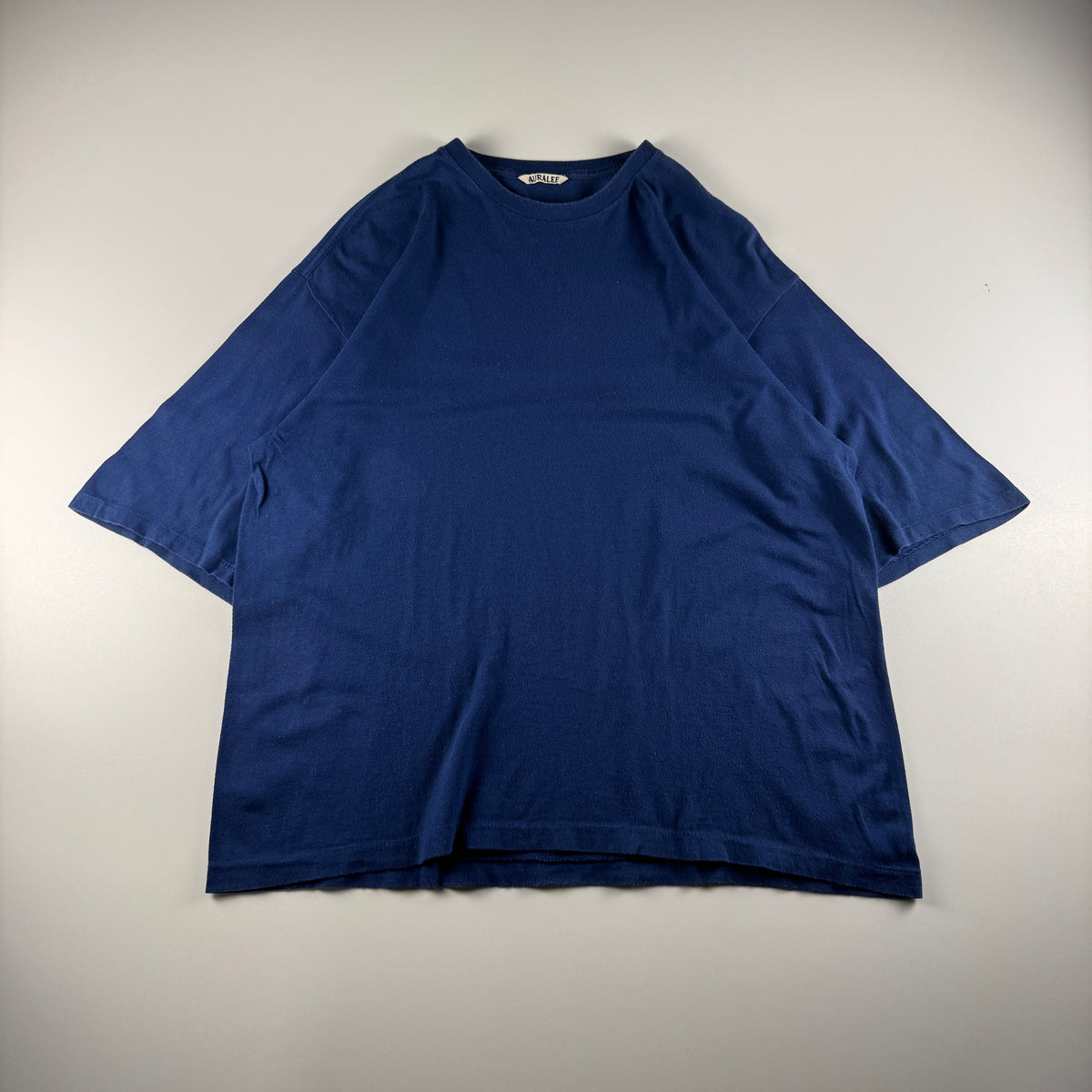 Auralee Seamless Crew Neck Blue Tee (L)