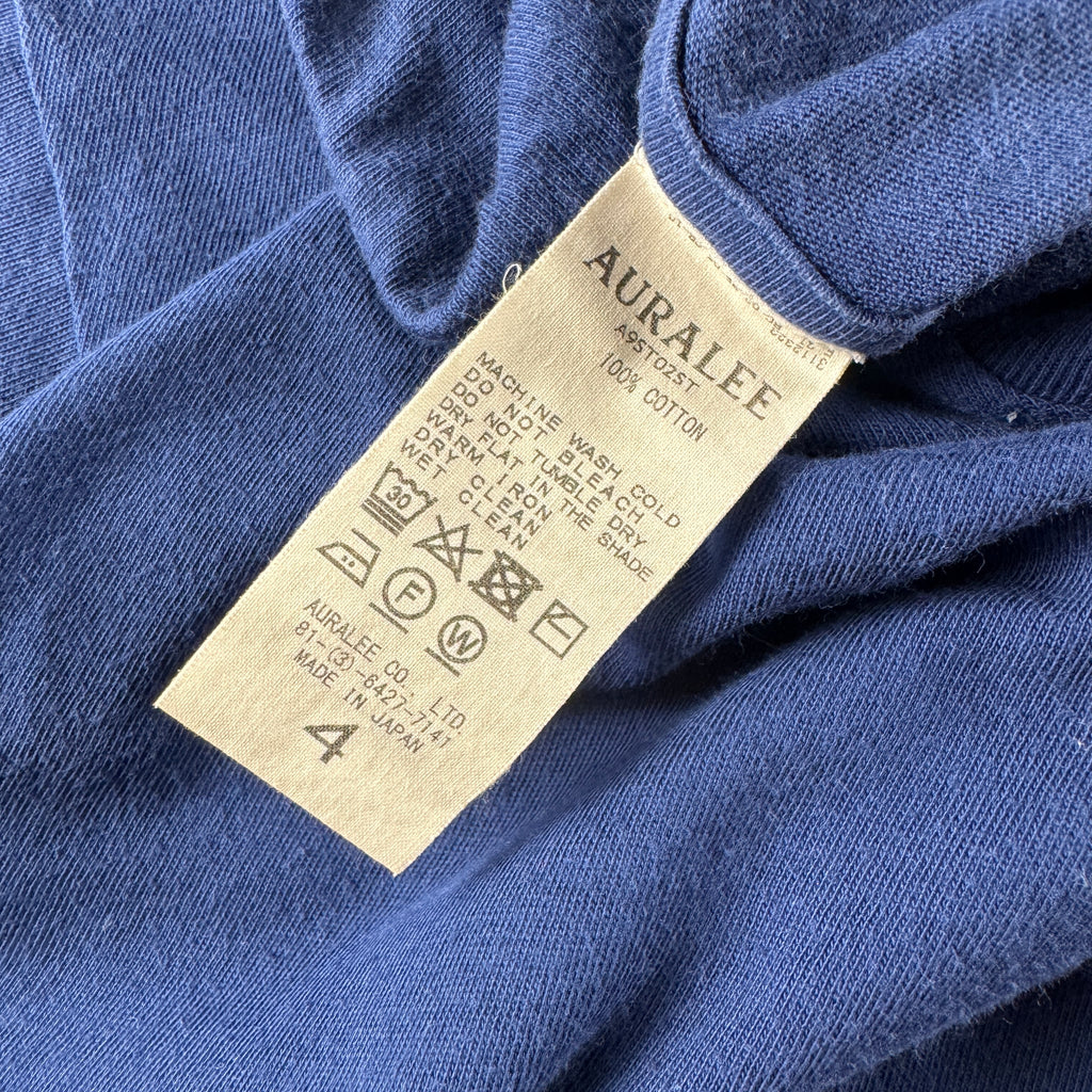 Auralee Seamless Crew Neck Blue Tee (L)