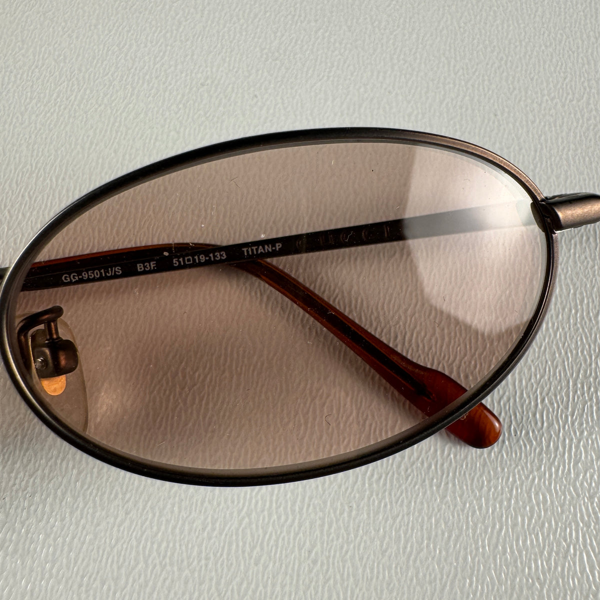 Gucci Oval Titanium Brown Sunglass