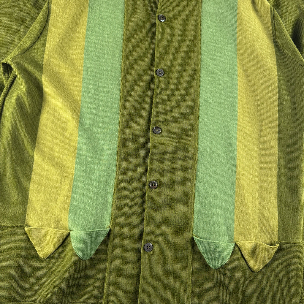 Supreme Arrows Striped Knit Green Polo Cardigan (M)