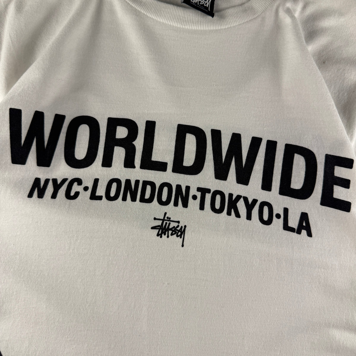 Stussy Worldwide Side Print White Tee (S)