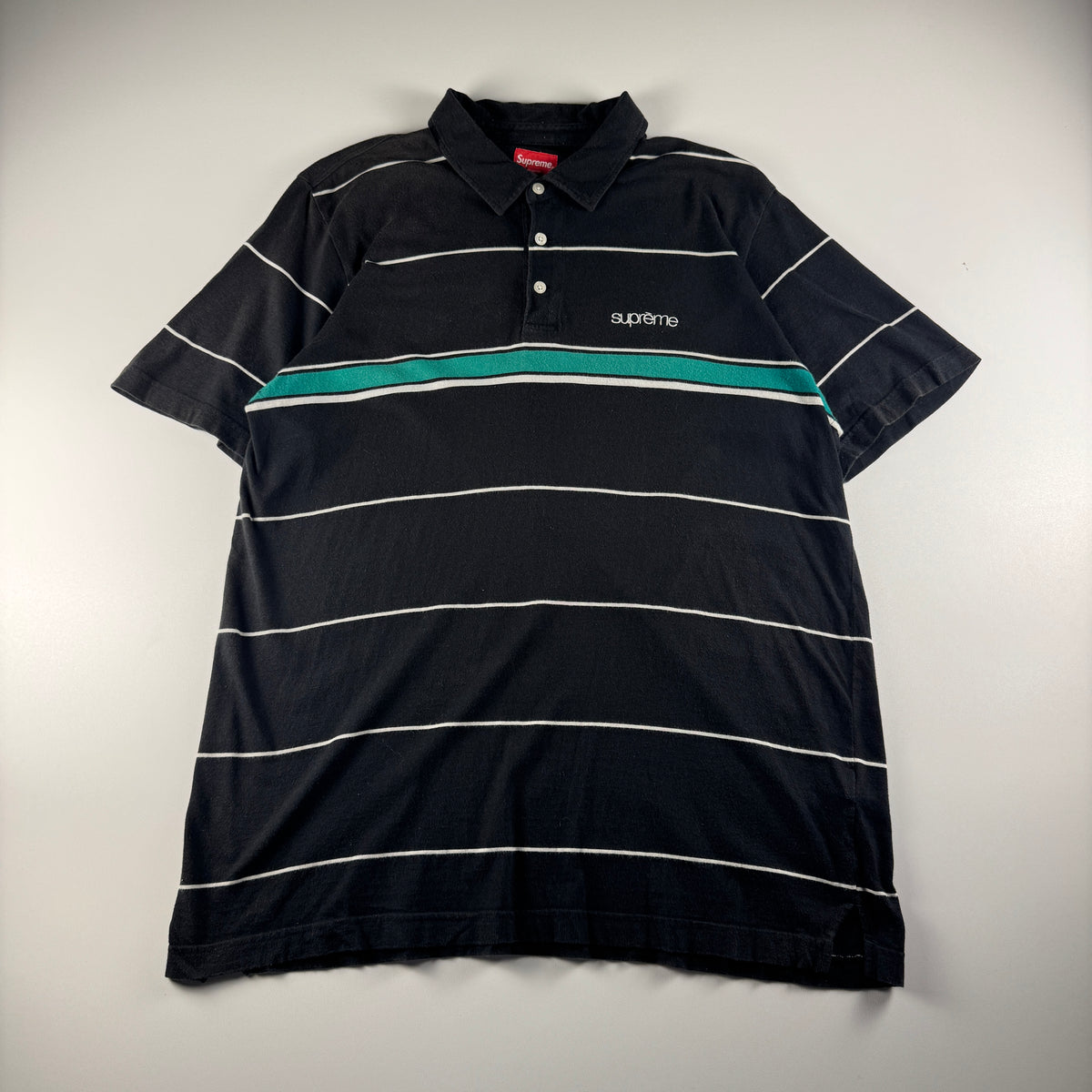 Supreme Striped Black Polo (L)