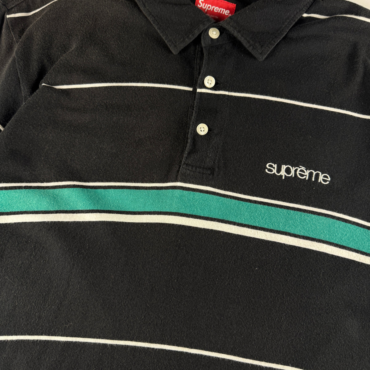 Supreme Striped Black Polo (L)