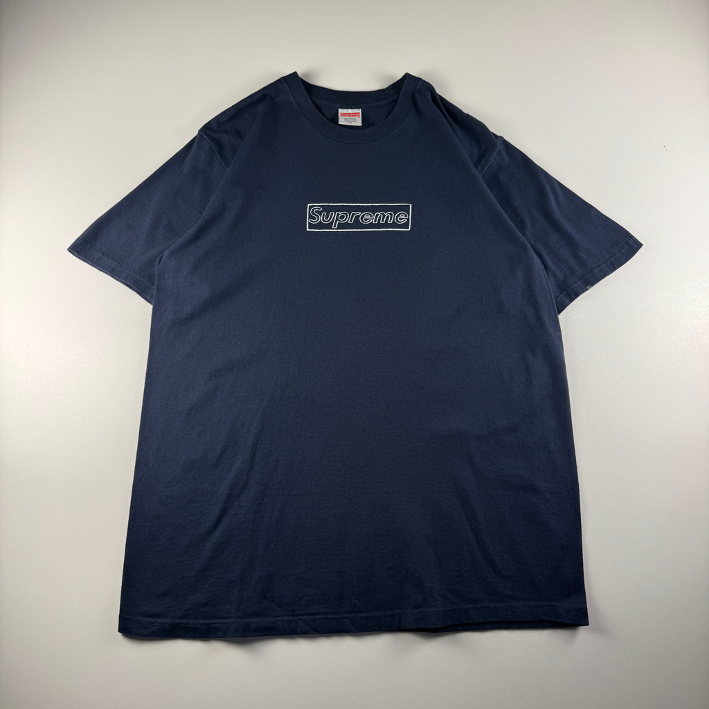 Supreme x Kaws Box Logo Navy Blue Tee (M)