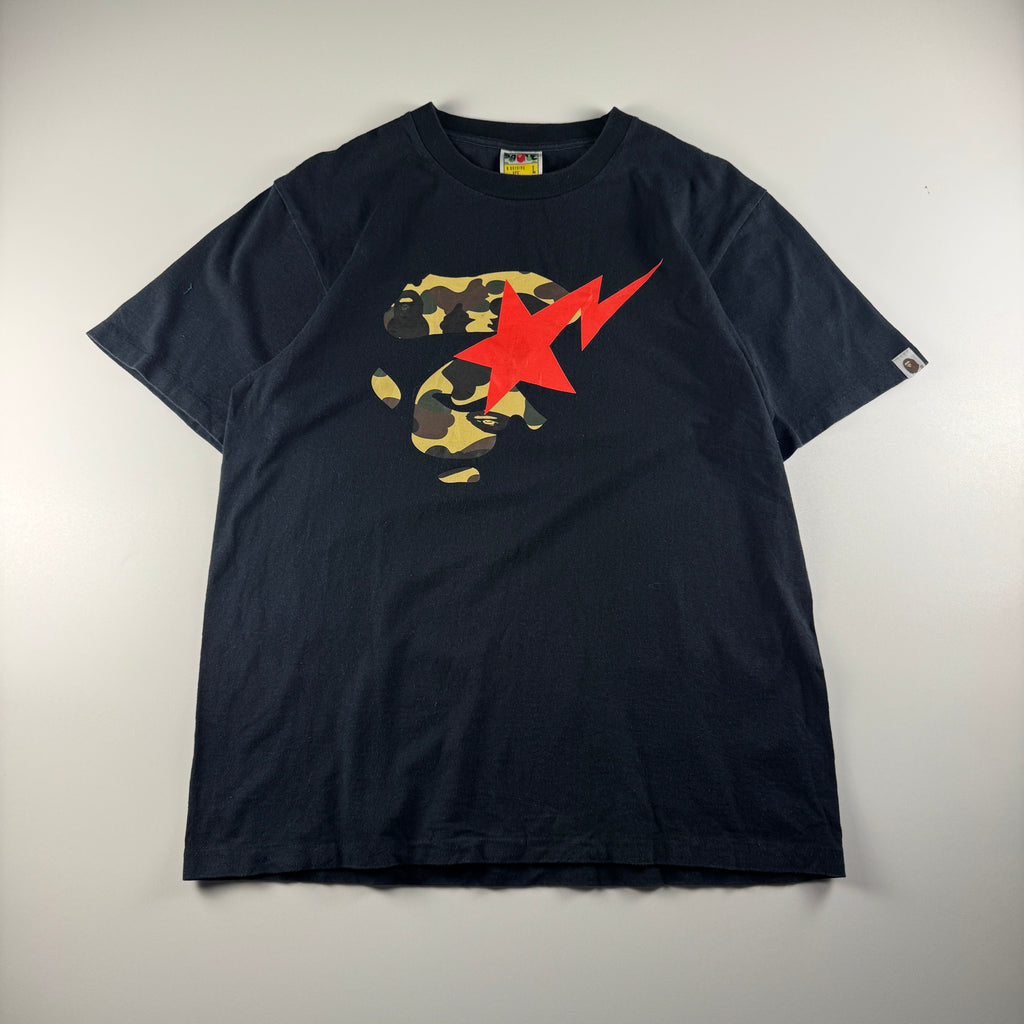 BAPE Bape Star Camo Face Black Tee (L)
