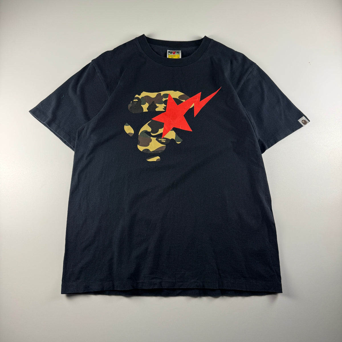 BAPE Bape Star Camo Face Black Tee (L)