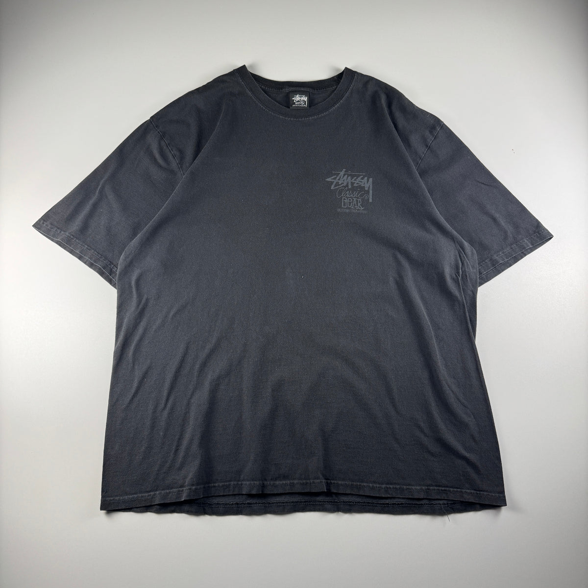 Stussy Classic Gear Pigment Dyed Black Tee (XL)