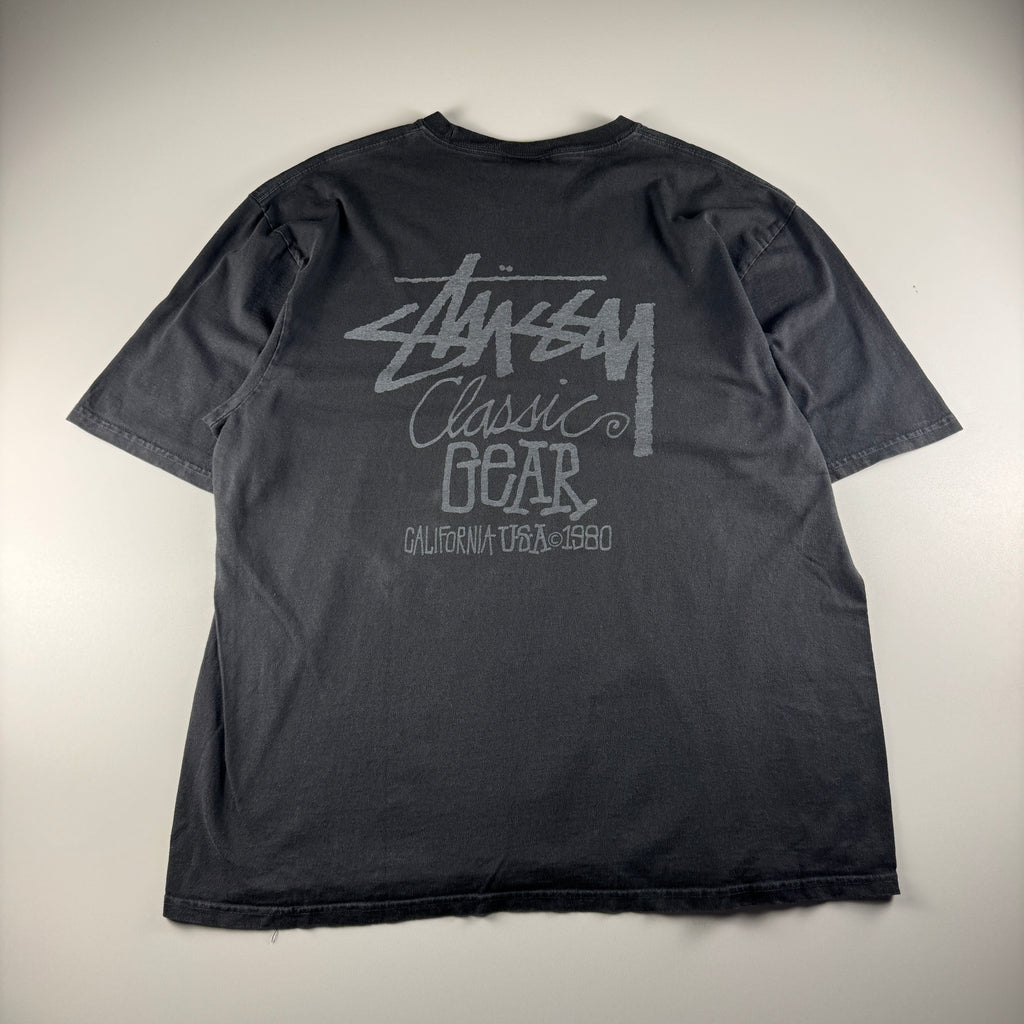 Stussy Classic Gear Pigment Dyed Black Tee (XL)