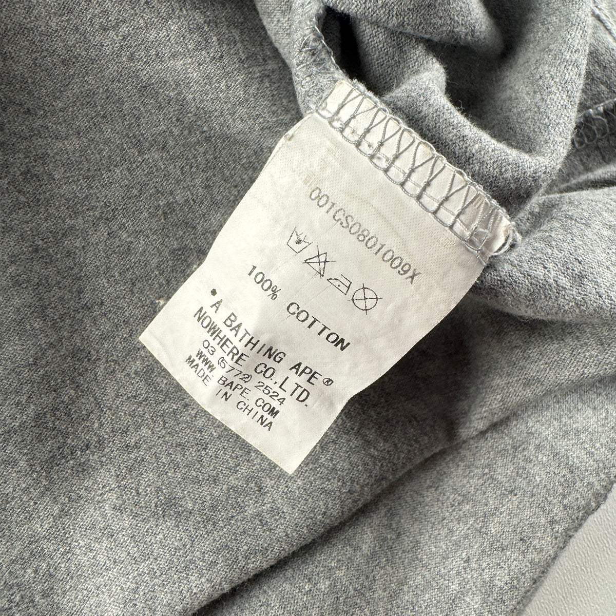 BAPE Spellout Camo Pocket Grey Tee (S)