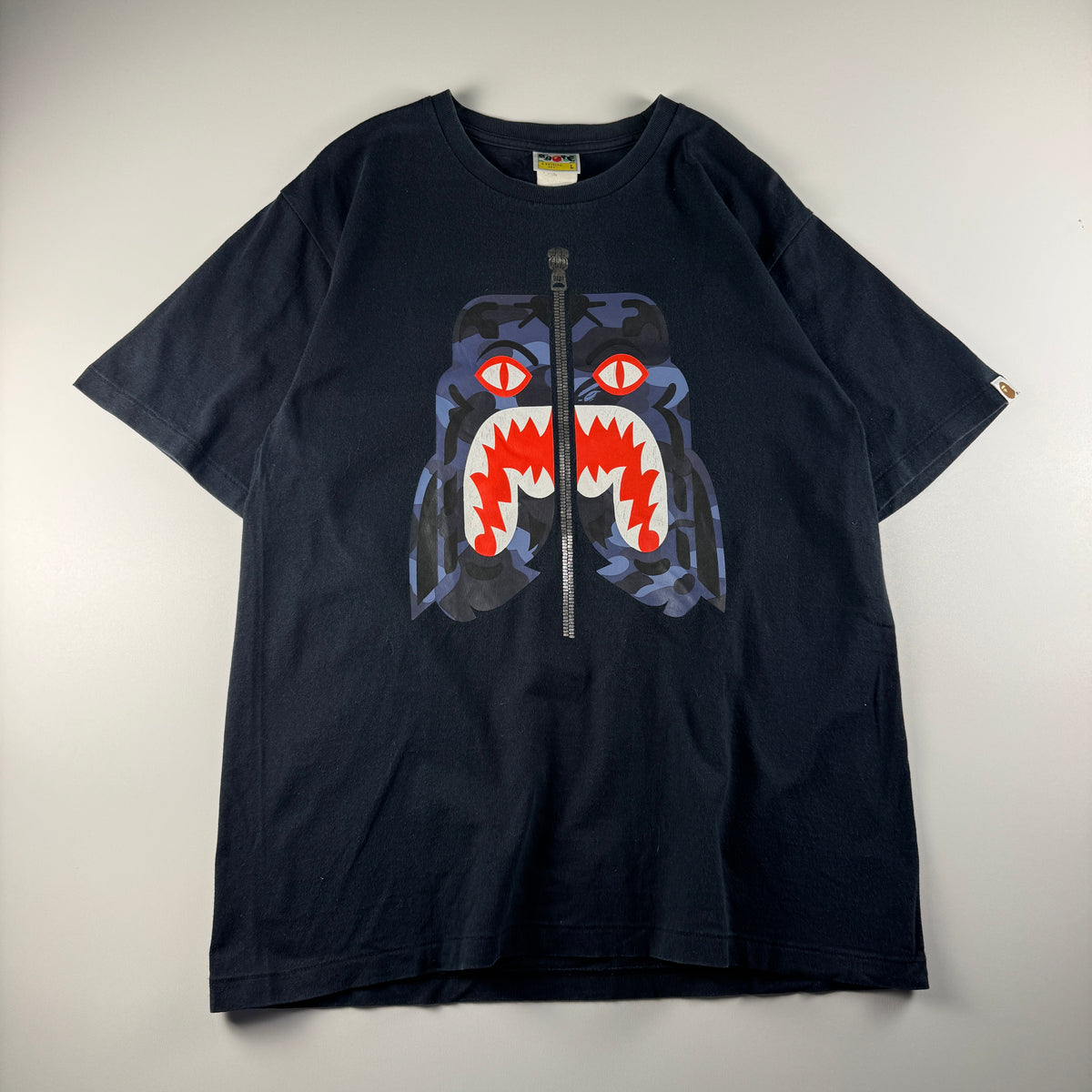 BAPE Tiger Fake Zip Black Tee (L)