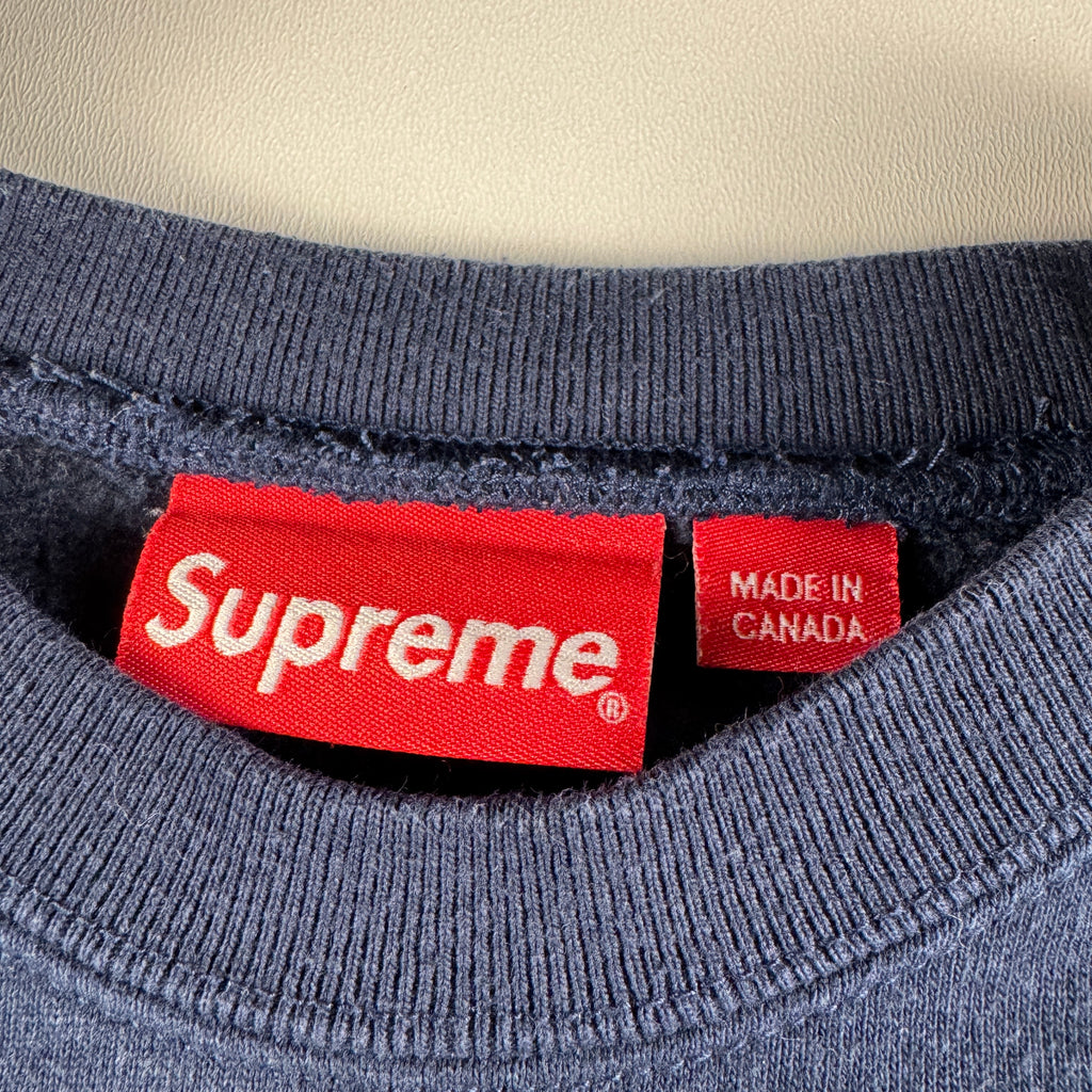 Supreme Mini Box Logo Embroidery Blue Sweater (L)