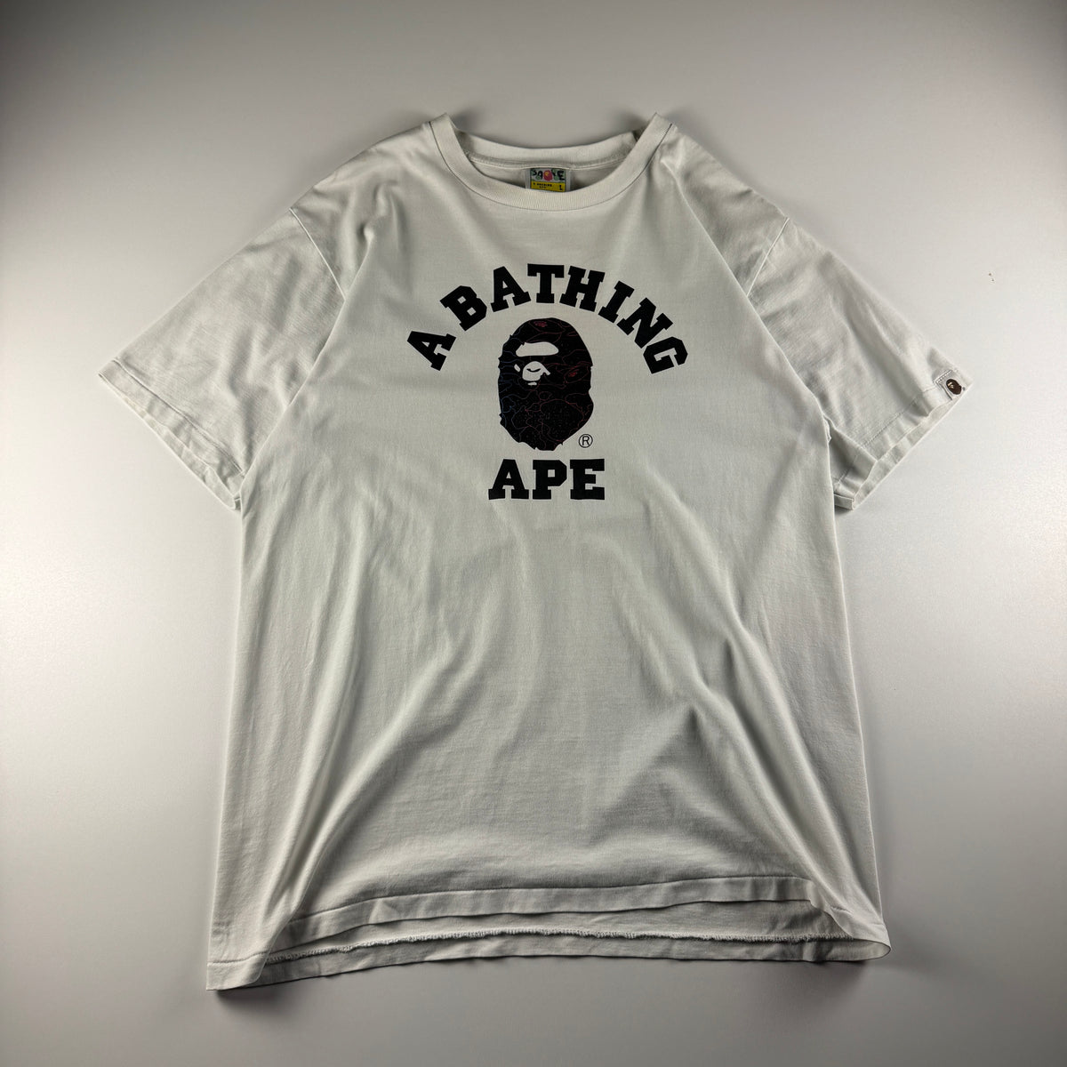 BAPE Neon Camo College White Tee (L)